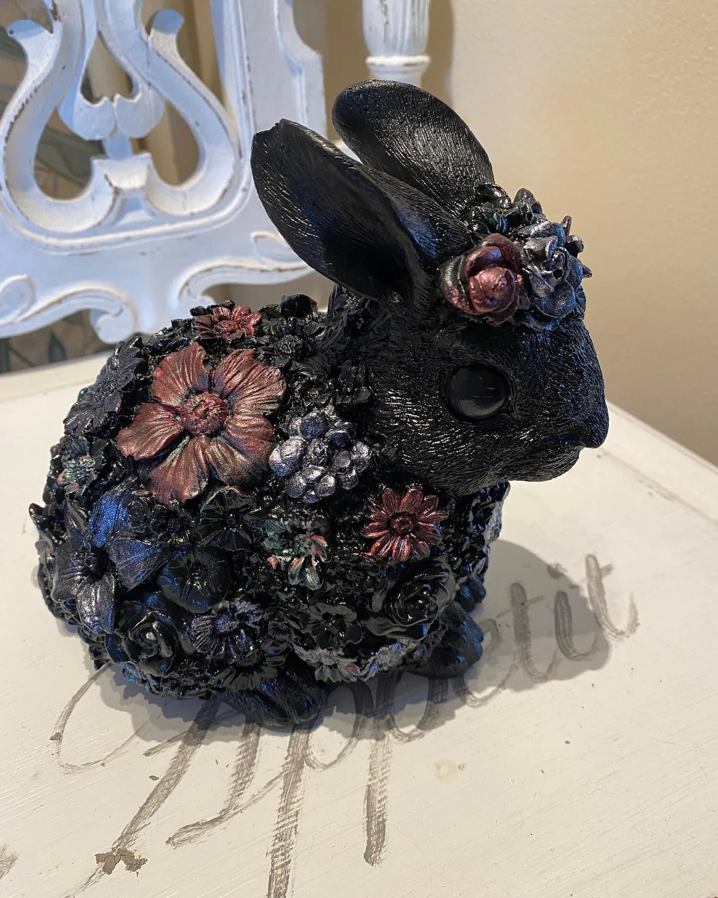 Floral Rabbit Sculpture